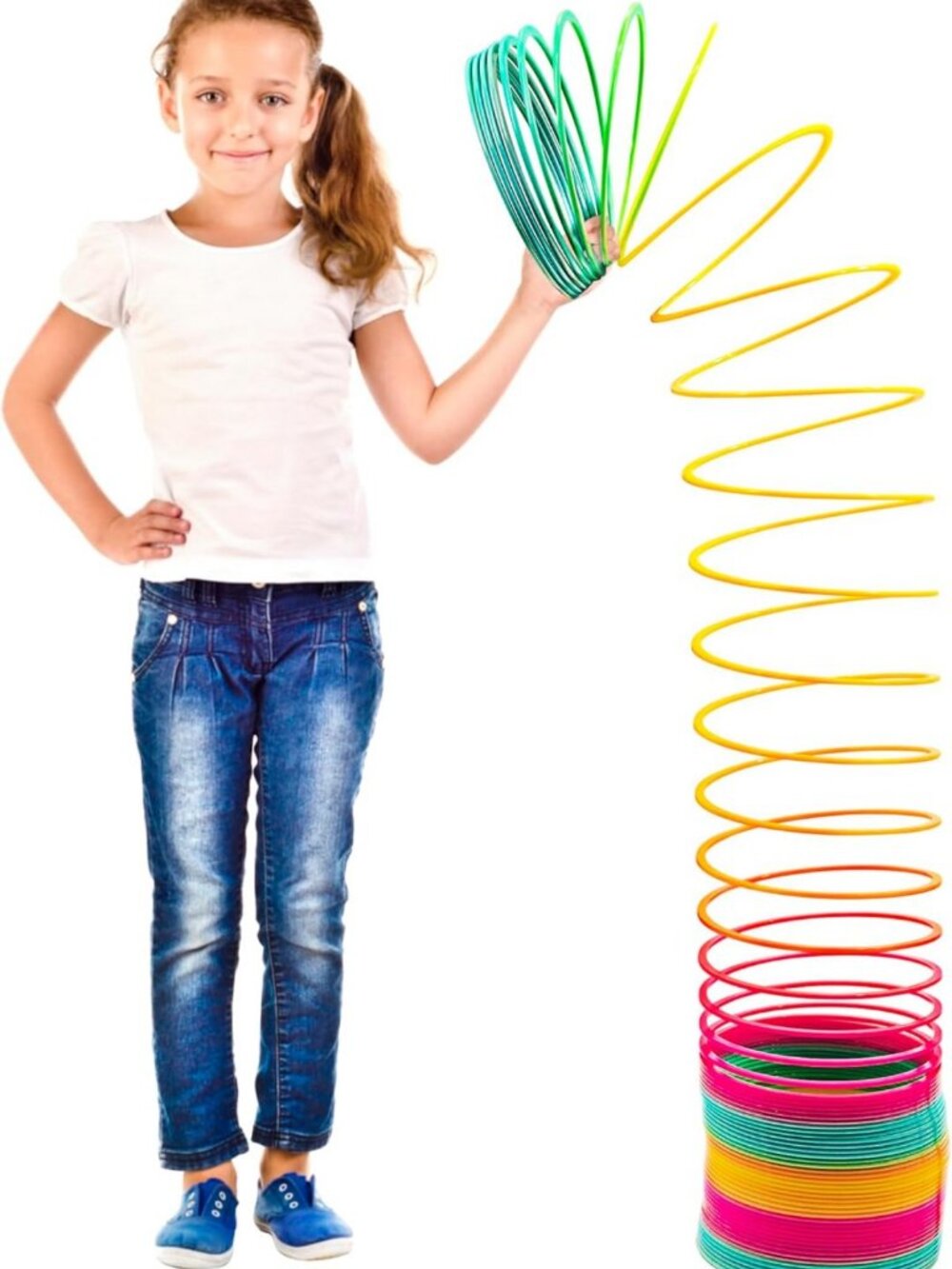Jumbo Rainbow Slinky Coil Spring Toy - Fun Giant 6’’ Novelty Gift for Kids